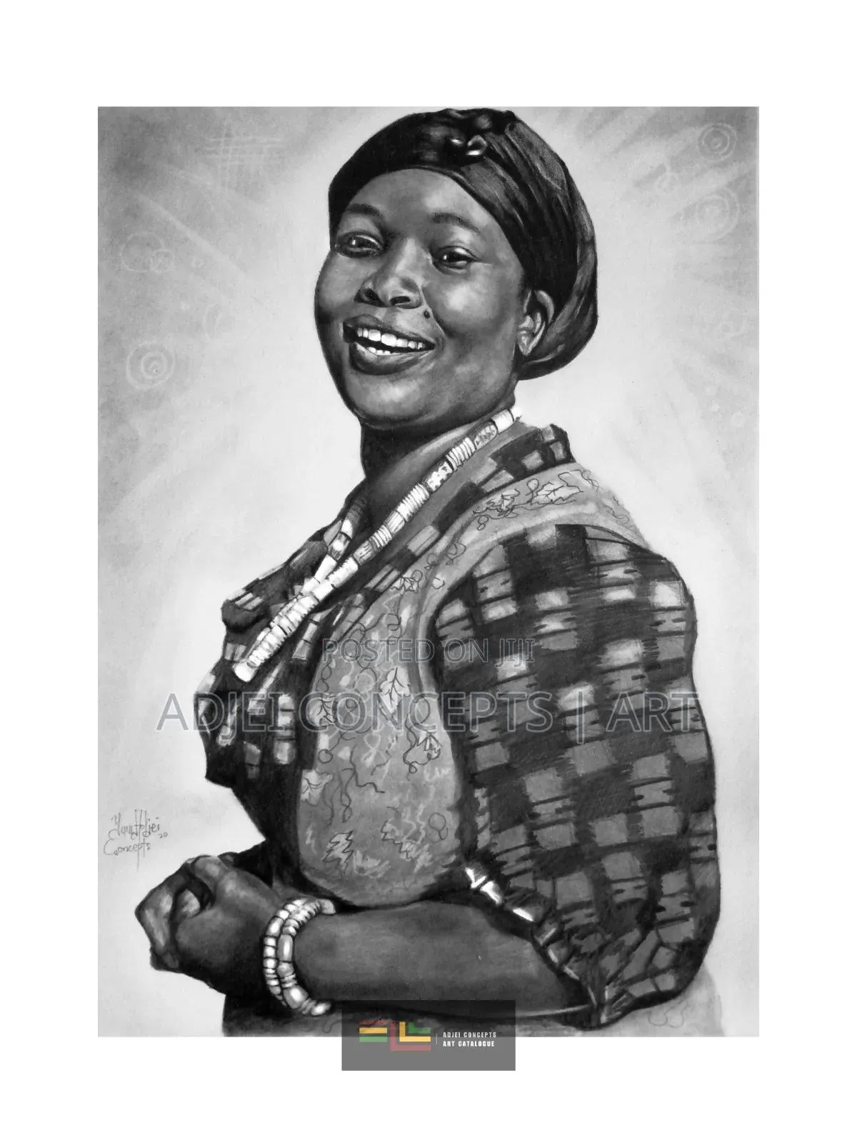 Hand-Made Pencil and Mixed Media Portrait Drawing