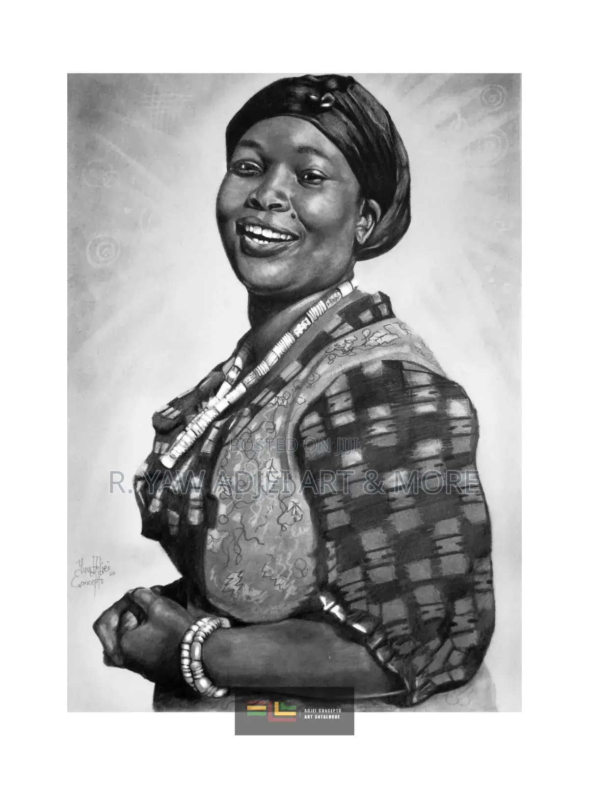 Hand-Made Pencil and Mixed Media Portrait Drawing