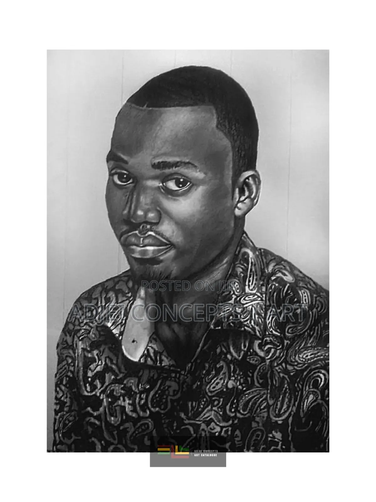 Hand-Made Pencil and Mixed Media Portrait Drawing