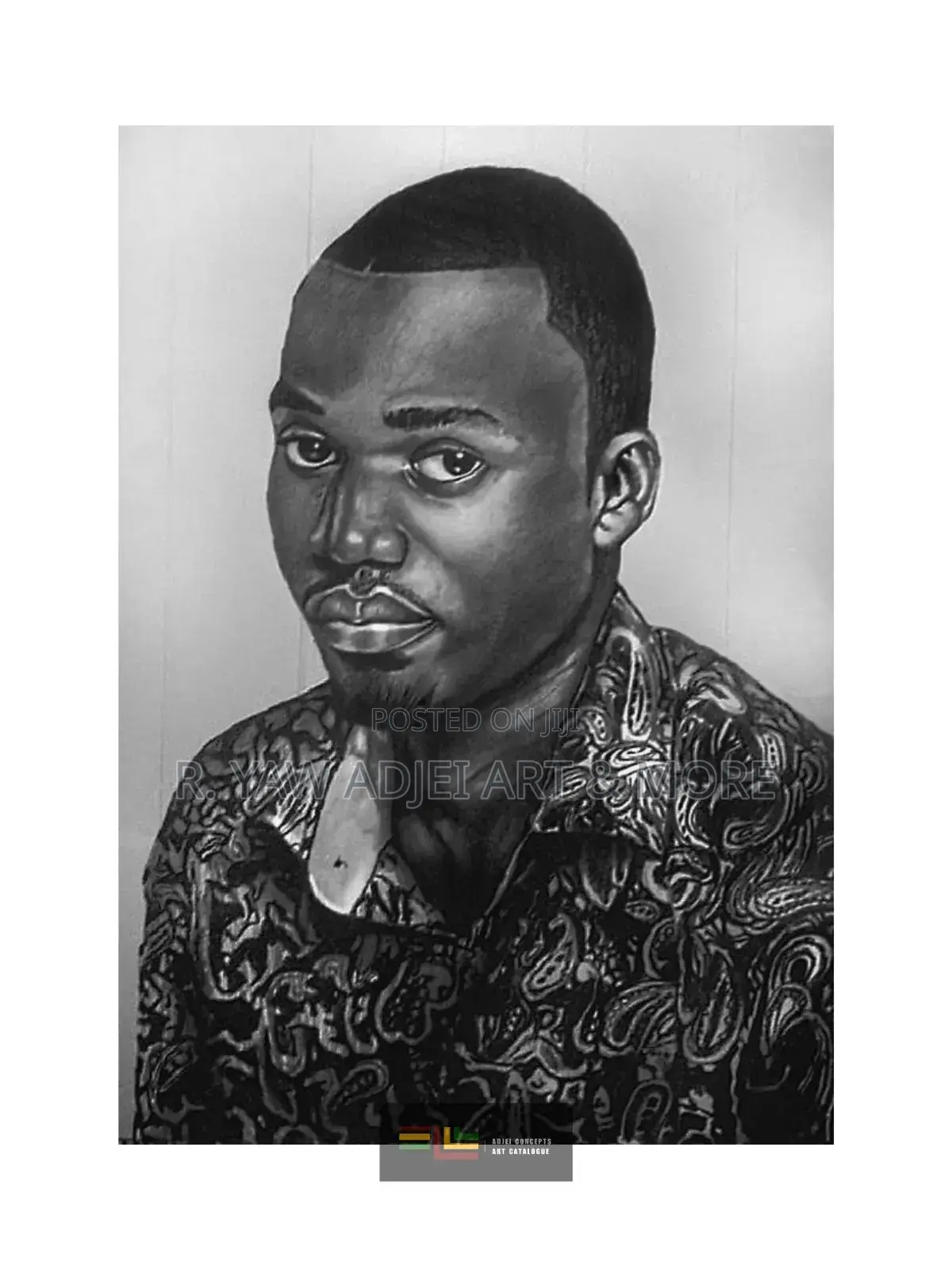 Hand-Made Pencil and Mixed Media Portrait Drawing