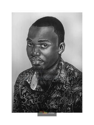 Hand-Made Pencil and Mixed Media Portrait Drawing