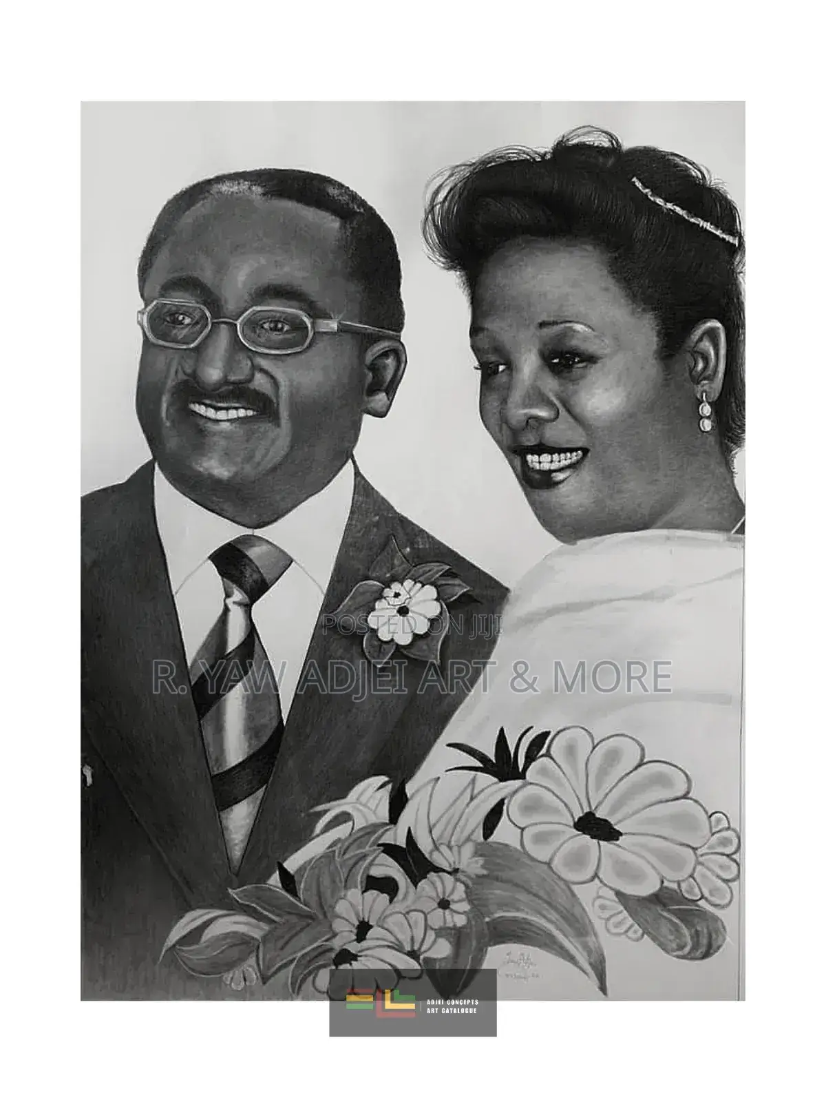 Hand-Made Pencil and Mixed Media Portrait Drawing