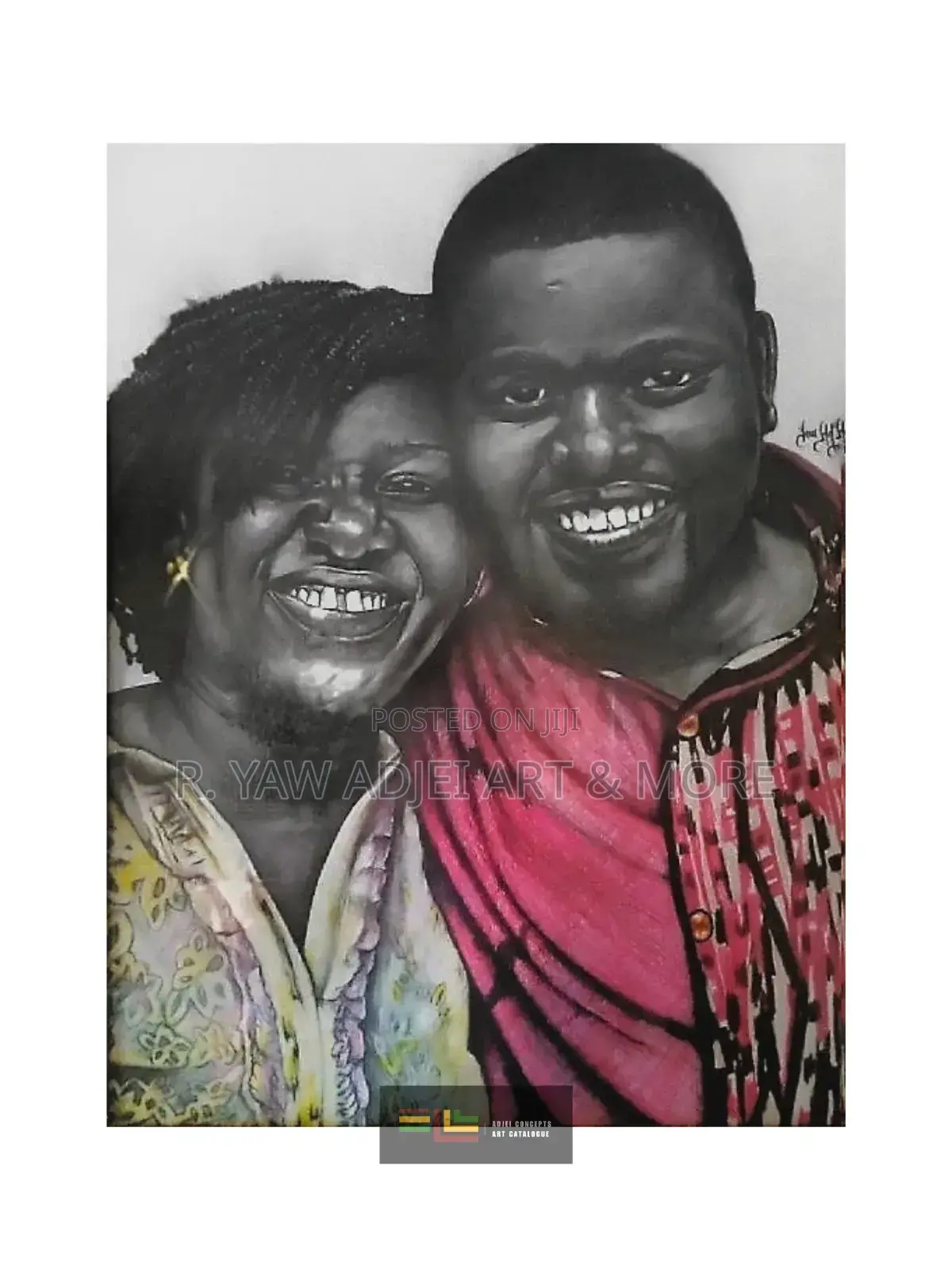 Hand-Made Pencil and Mixed Media Portrait Drawing