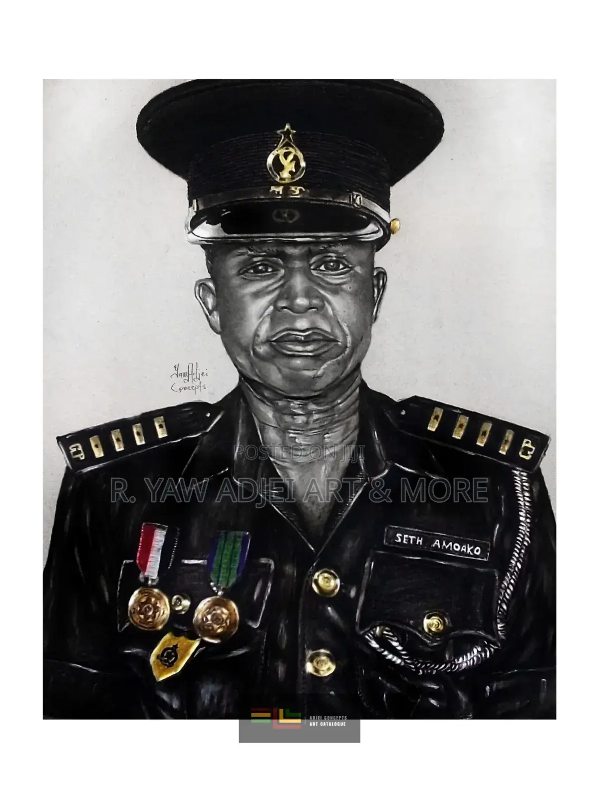 Hand-Made Pencil and Mixed Media Portrait Drawing