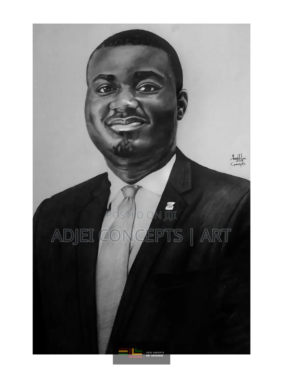 Hand-Made Pencil and Mixed Media Portrait Drawing