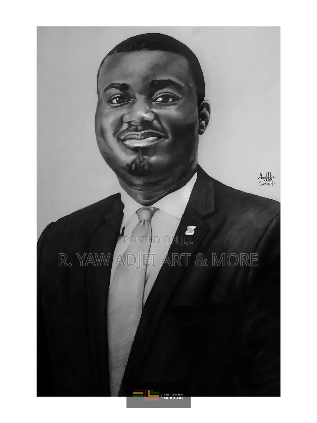 Hand-Made Pencil and Mixed Media Portrait Drawing