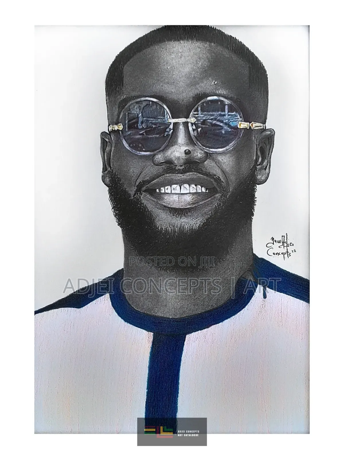 Hand-Made Pencil and Mixed Media Portrait Drawing
