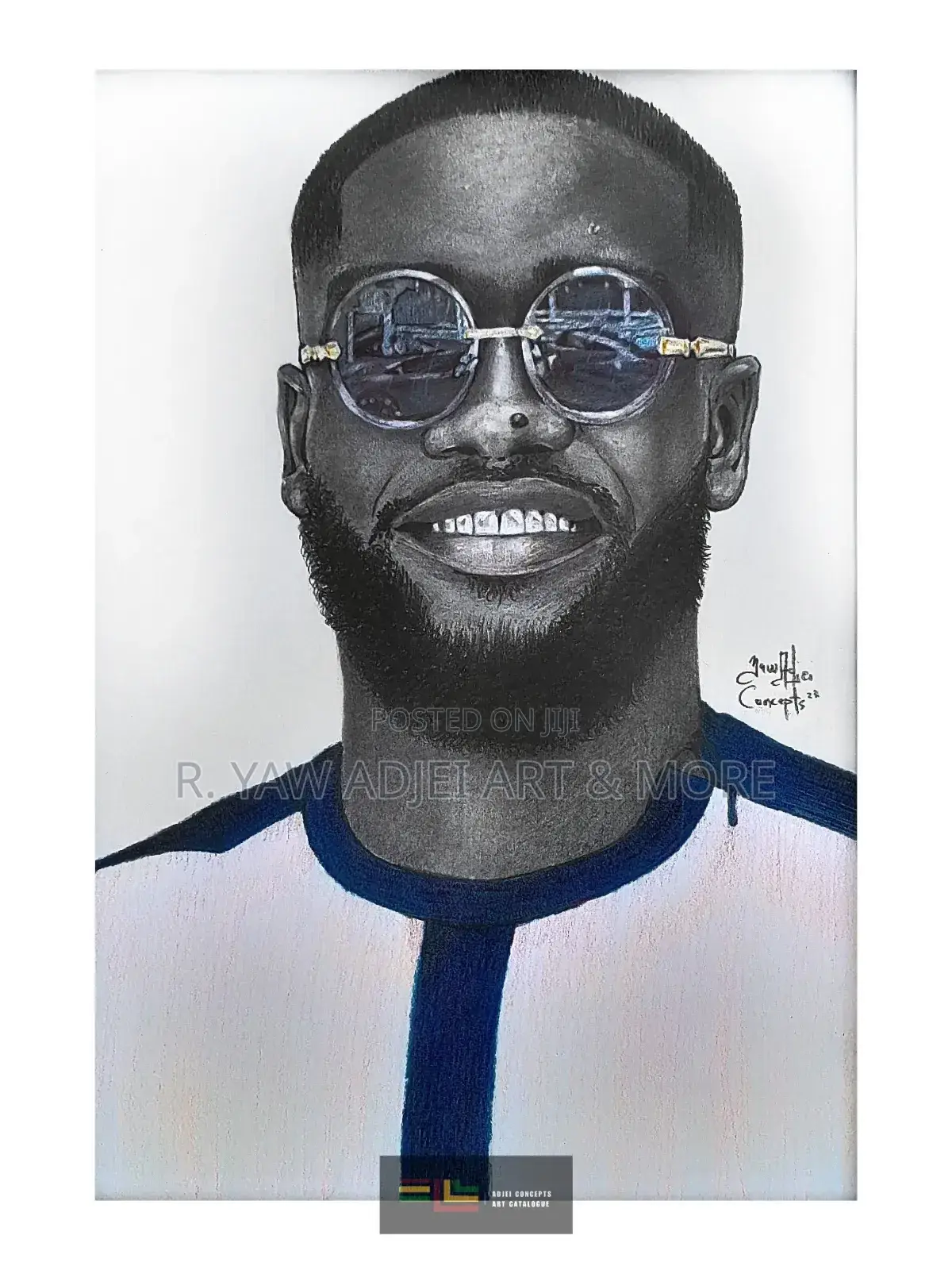 Hand-Made Pencil and Mixed Media Portrait Drawing