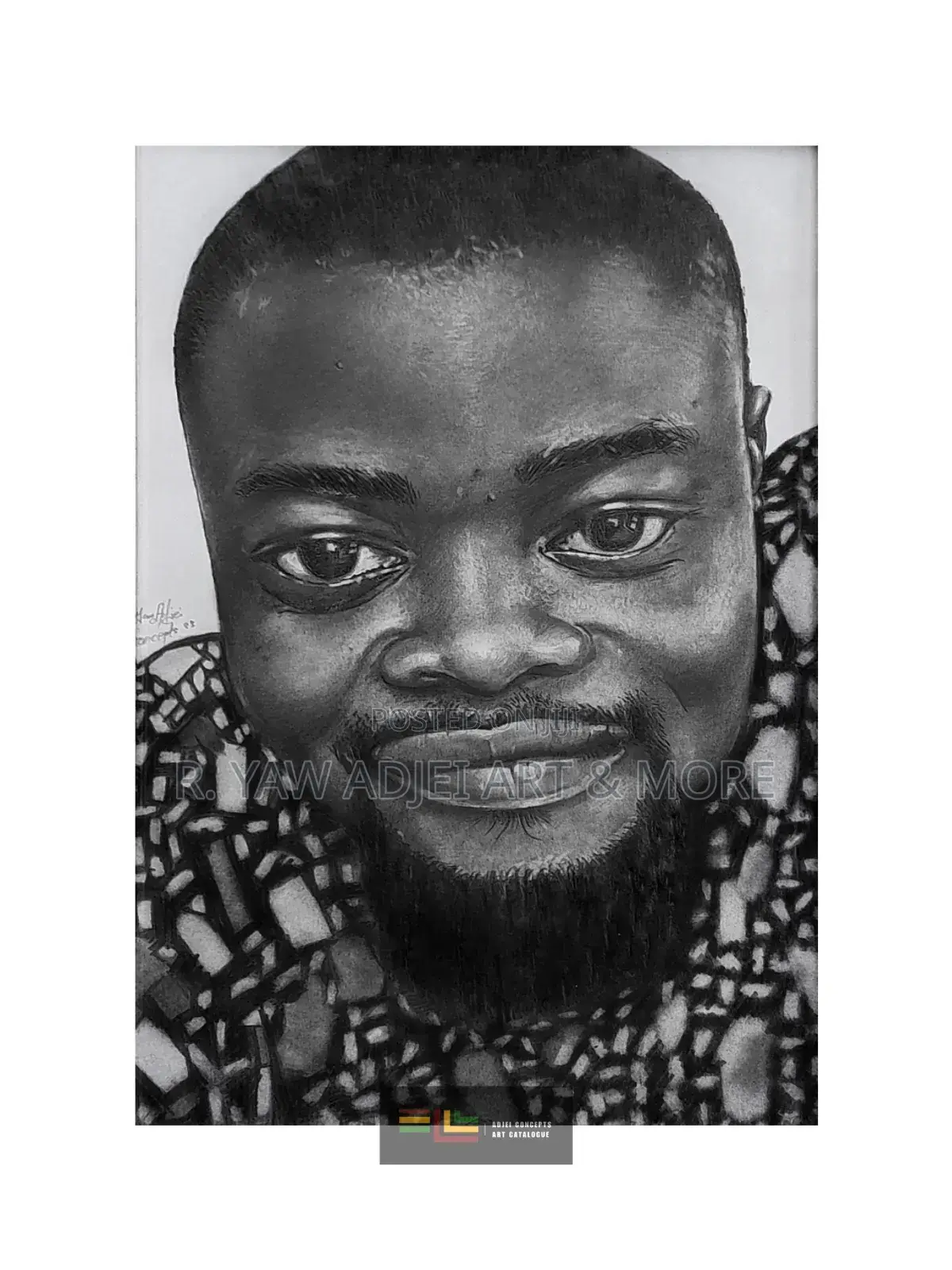 Hand-Made Pencil and Mixed Media Portrait Drawing