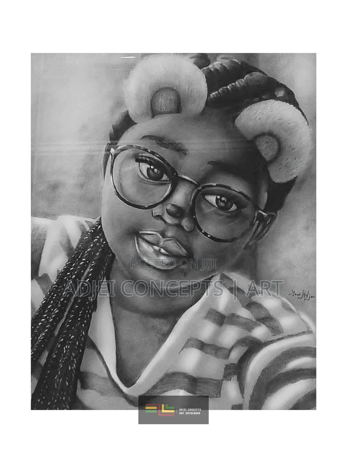Hand-Made Pencil and Mixed Media Portrait Drawing