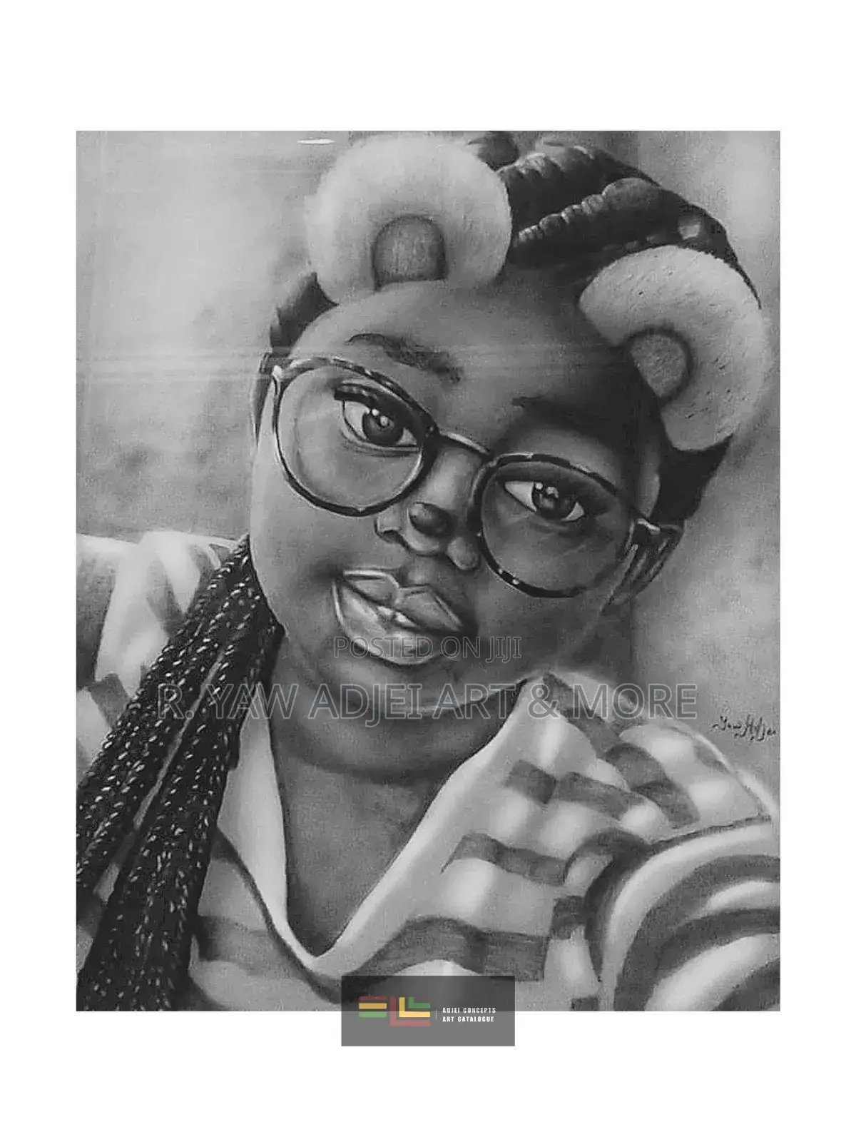 Hand-Made Pencil and Mixed Media Portrait Drawing