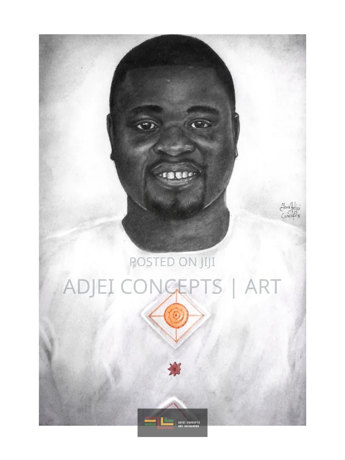 Hand-Made Pencil and Mixed Media Portrait Drawing