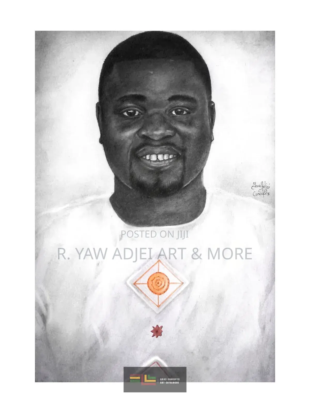 Hand-Made Pencil and Mixed Media Portrait Drawing