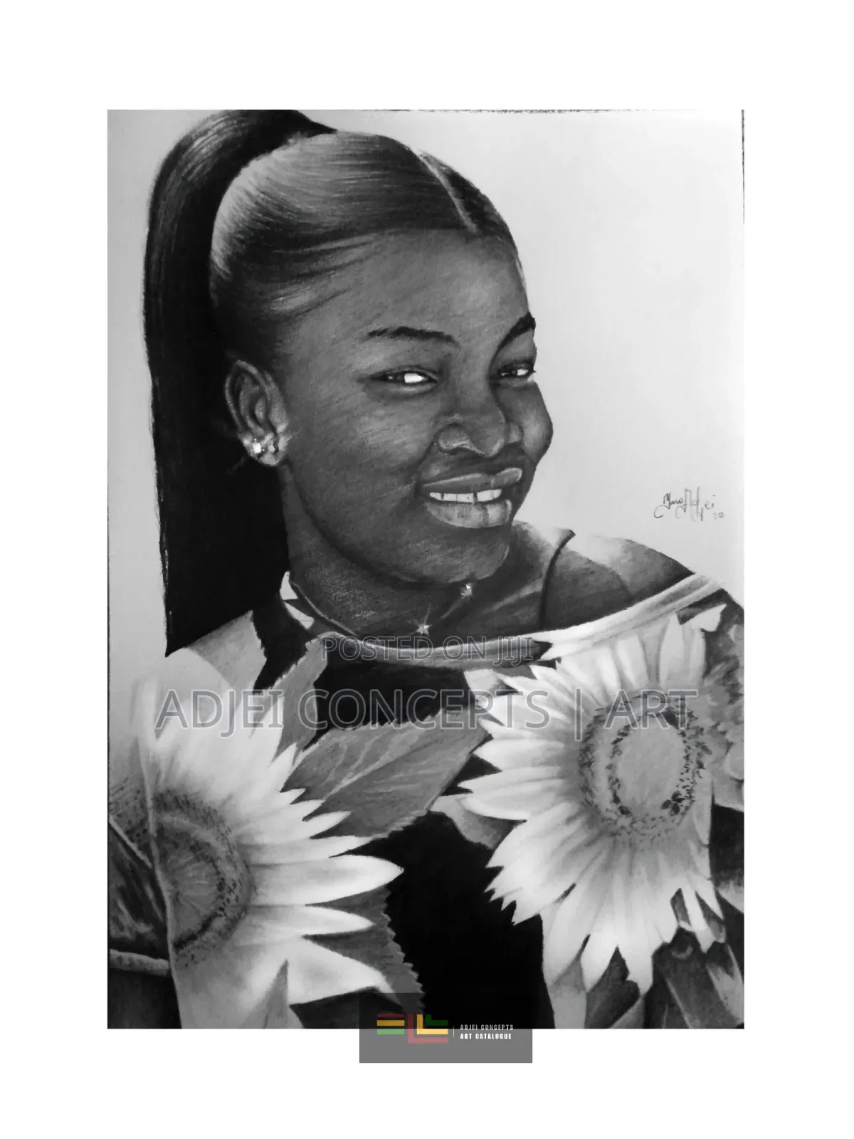 Hand-Made Pencil and Mixed Media Portrait Drawing