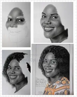 Hand-Made Pencil and Mixed Media Portrait Drawing