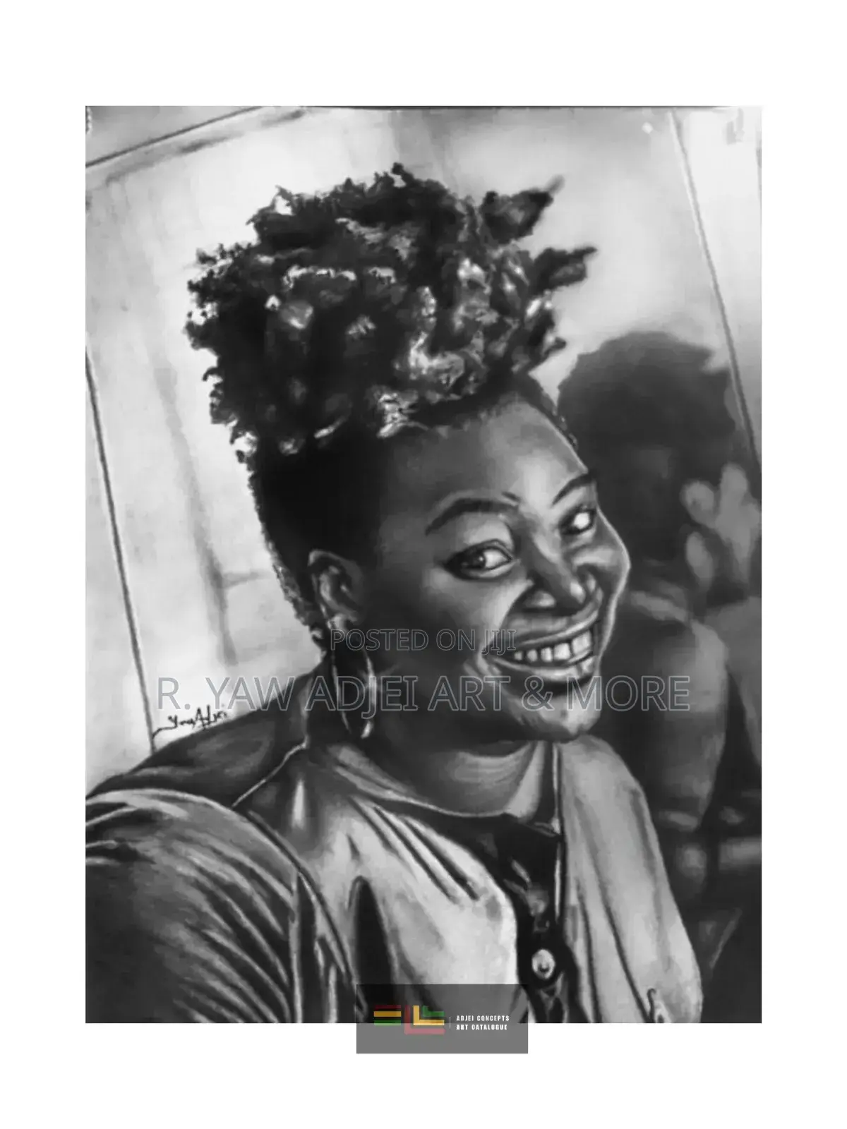 Hand-Made Pencil and Mixed Media Portrait Drawing