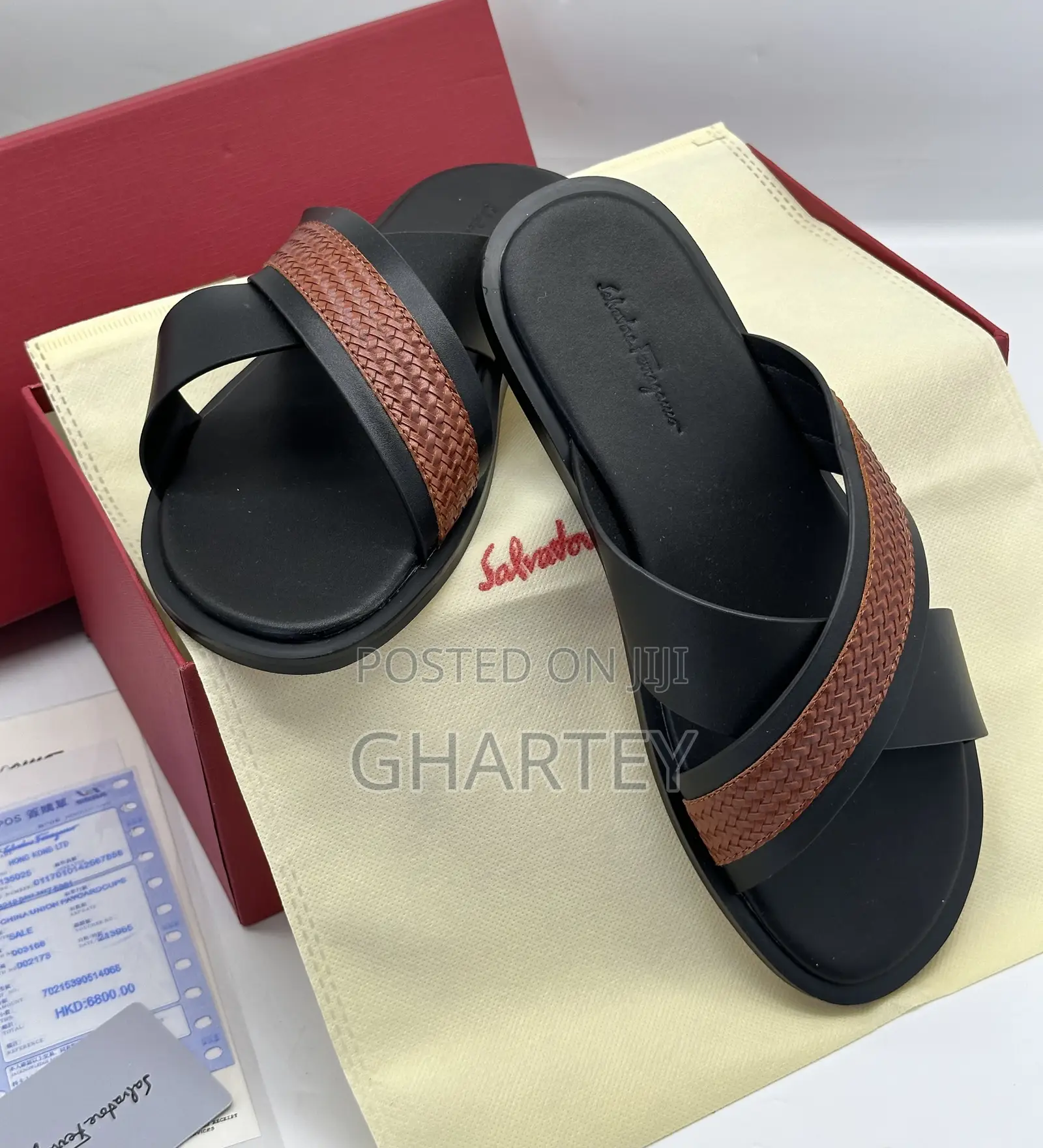 Ferragamo Men’S Two Toned Leather Slippers