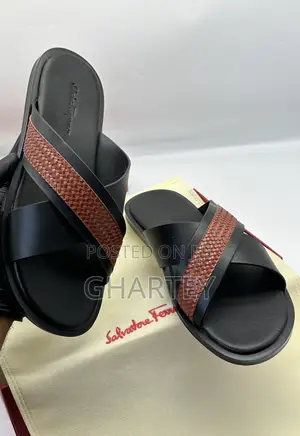 Ferragamo Men’S Two Toned Leather Slippers
