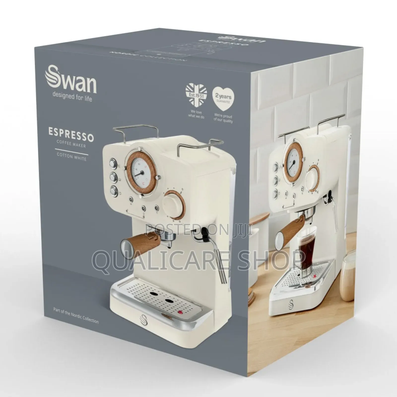 Swan Nordic Pump Espresso Coffee Machine (Cotton White)