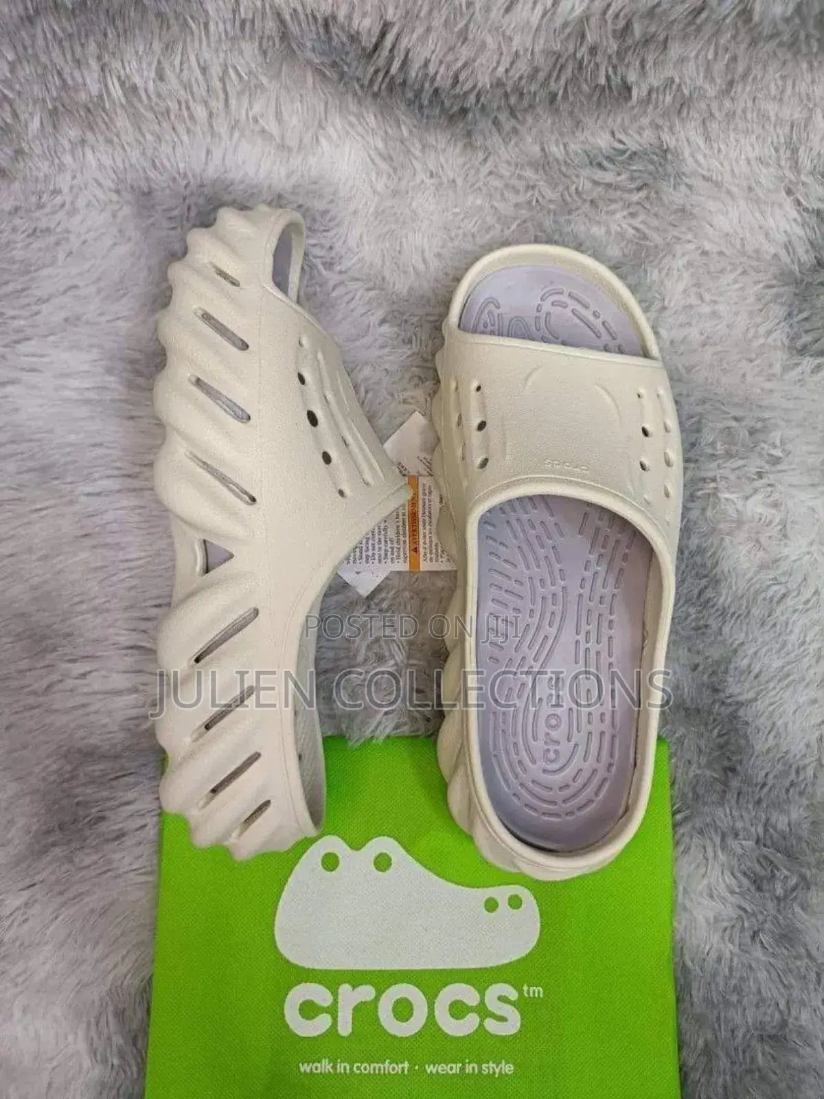 Crocs Slides Cream and White