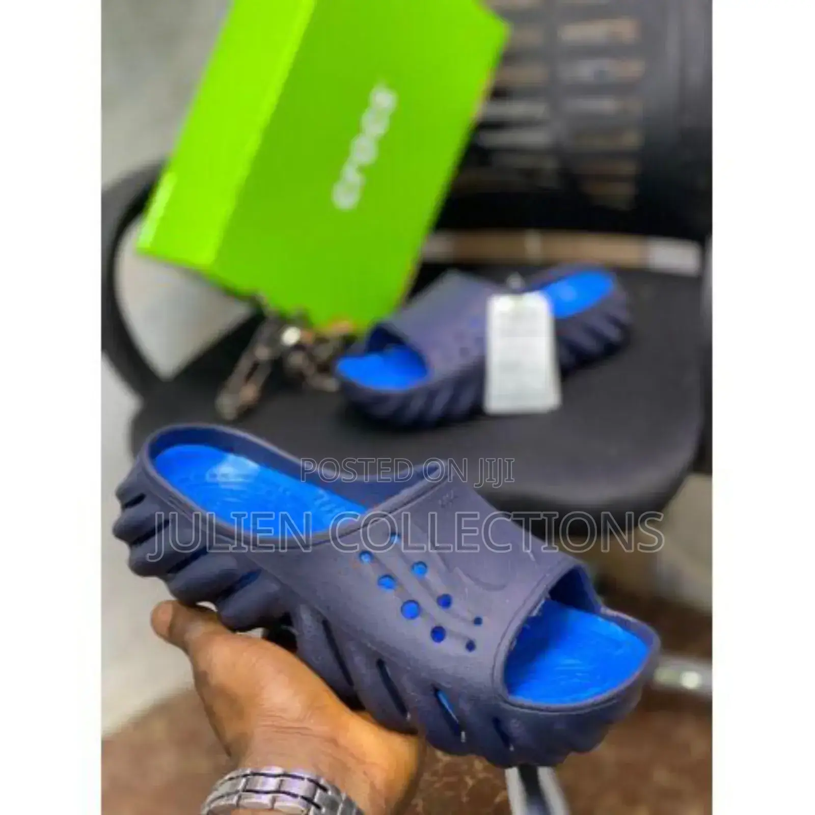 Crocs Slides Black and Blue