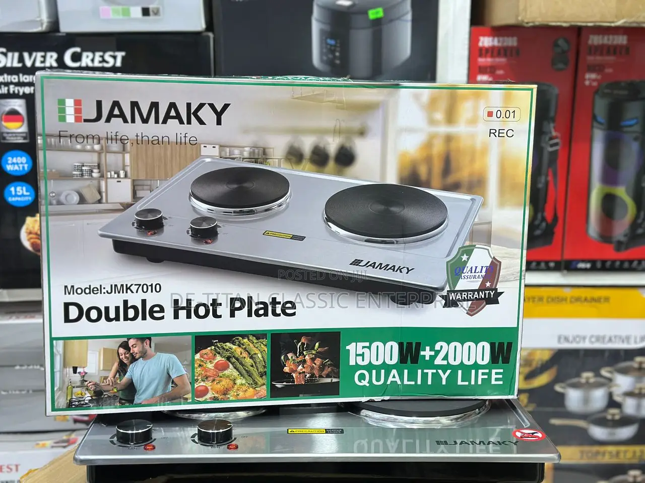 Large Surface Double Burner Electric Hotplate 1500w+2000w