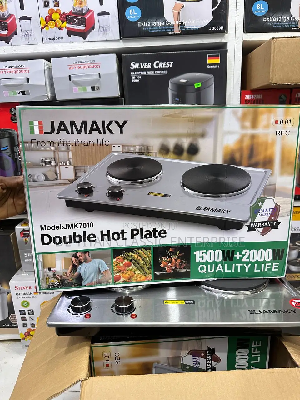 Large Surface Double Burner Electric Hotplate 1500w+2000w