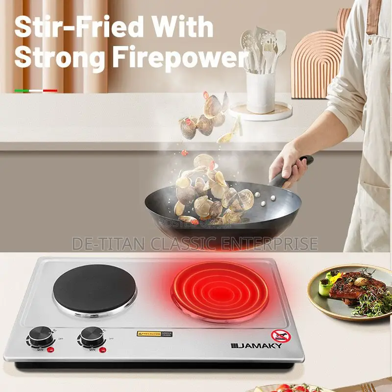 Large Surface Double Burner Electric Hotplate 1500w+2000w