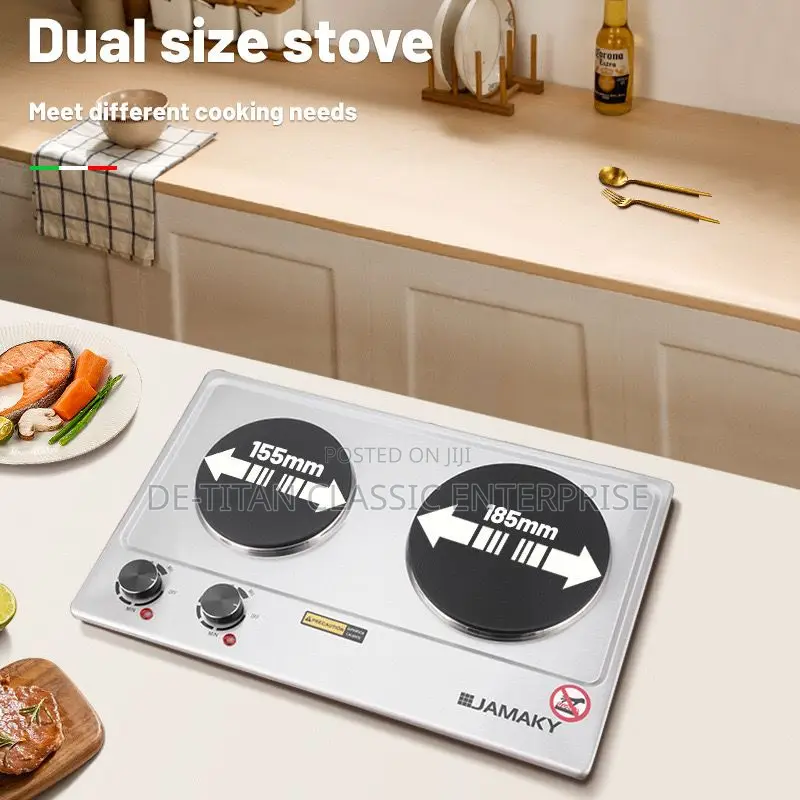 Large Surface Double Burner Electric Hotplate 1500w+2000w