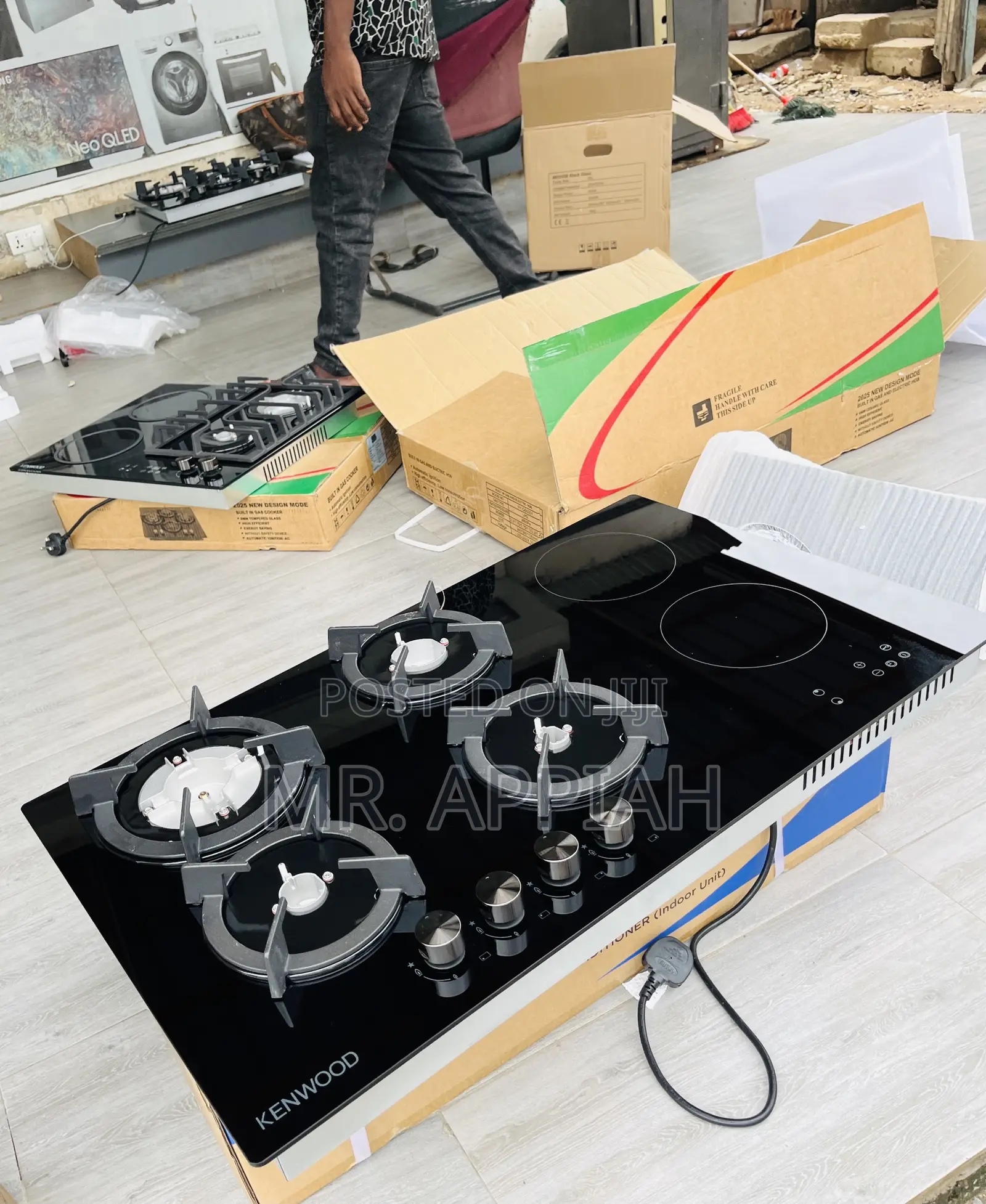 Full Glass Body Kenwood 90cm 2 Electric + 4 Gas Hob.