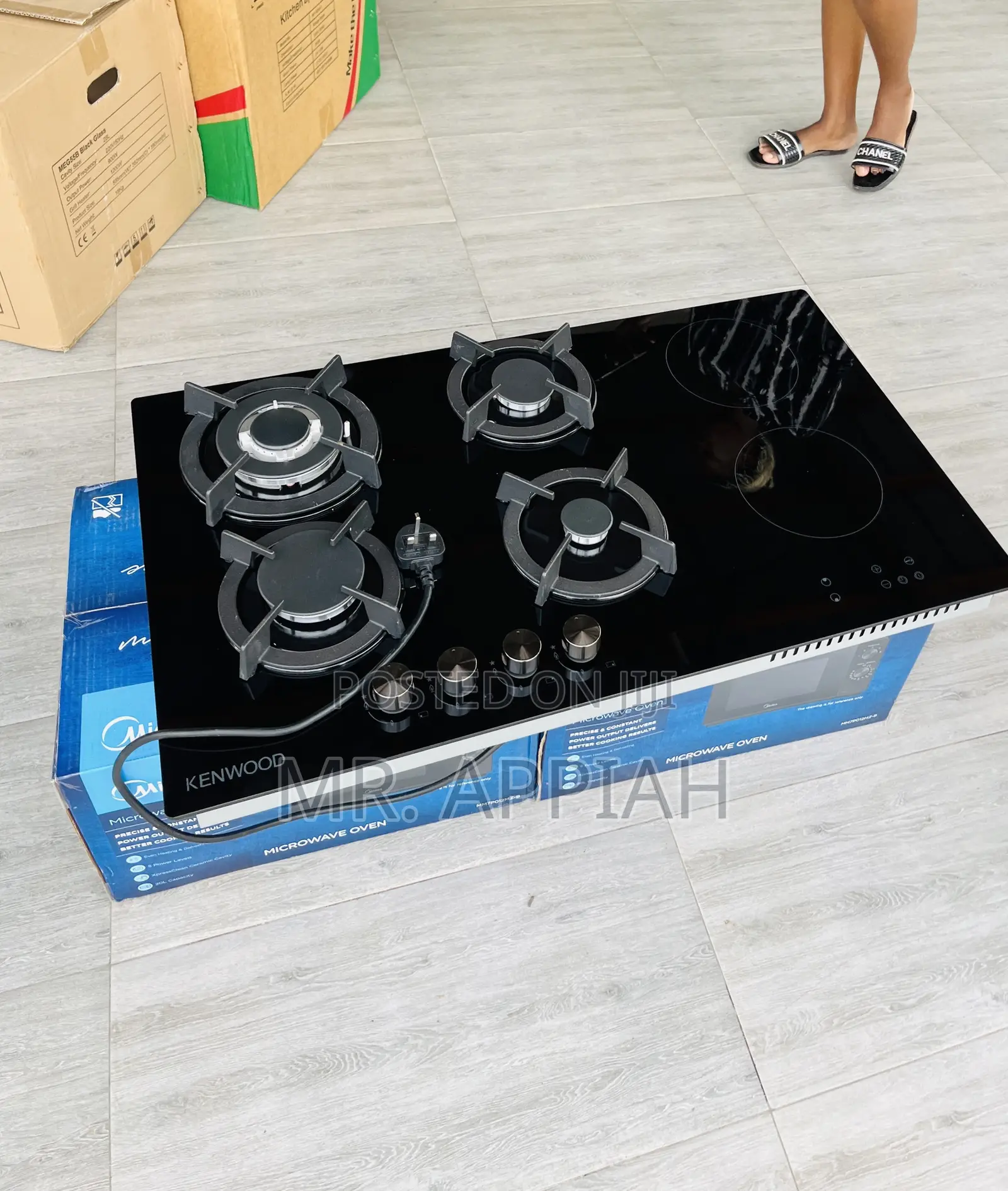Full Glass 90cm in Built Kenwood 4 Gas + 2 Electric Hob.