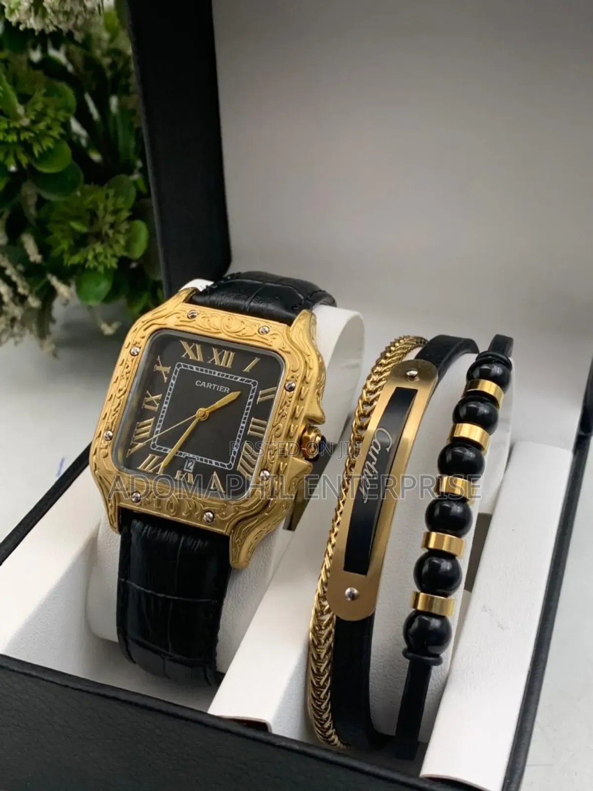 Cartier Leather Watch and Bracelet Set