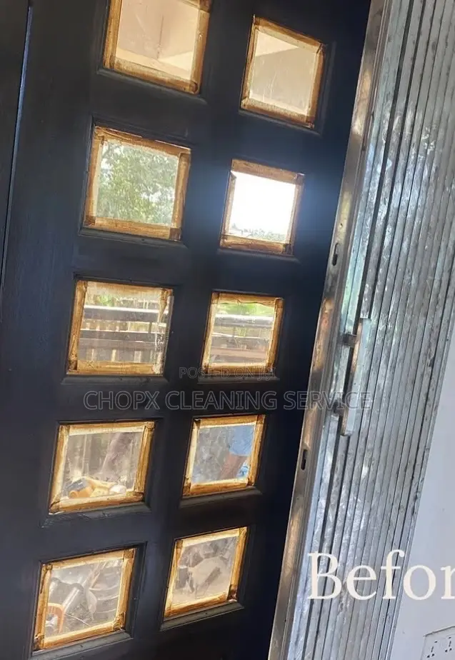 Premium Wooden Door Glass Panel Deep Cleaning Service