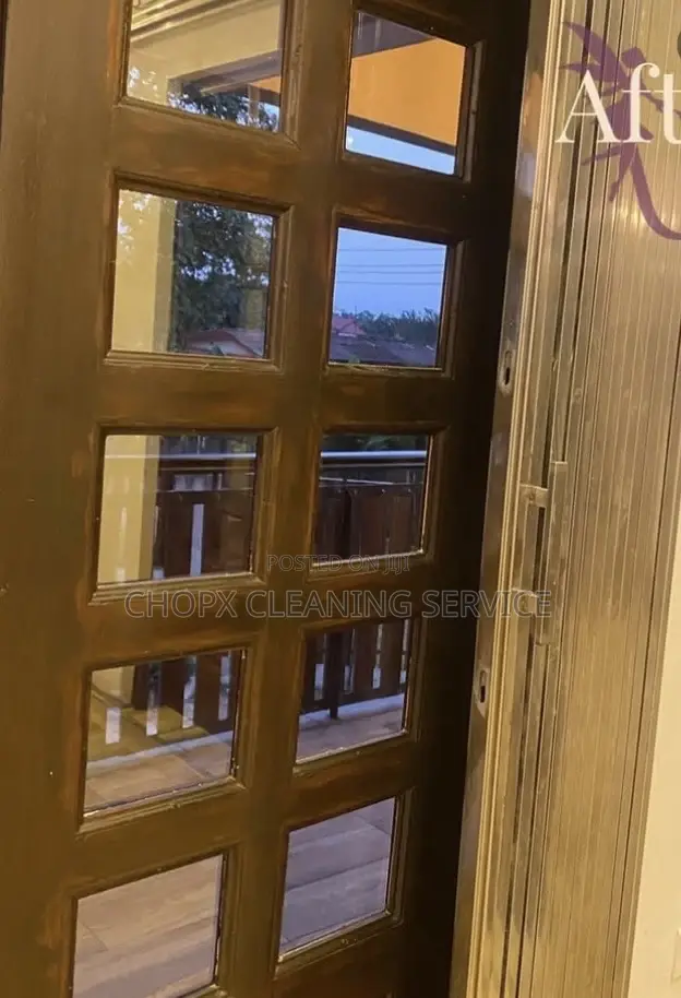 Premium Wooden Door Glass Panel Deep Cleaning Service