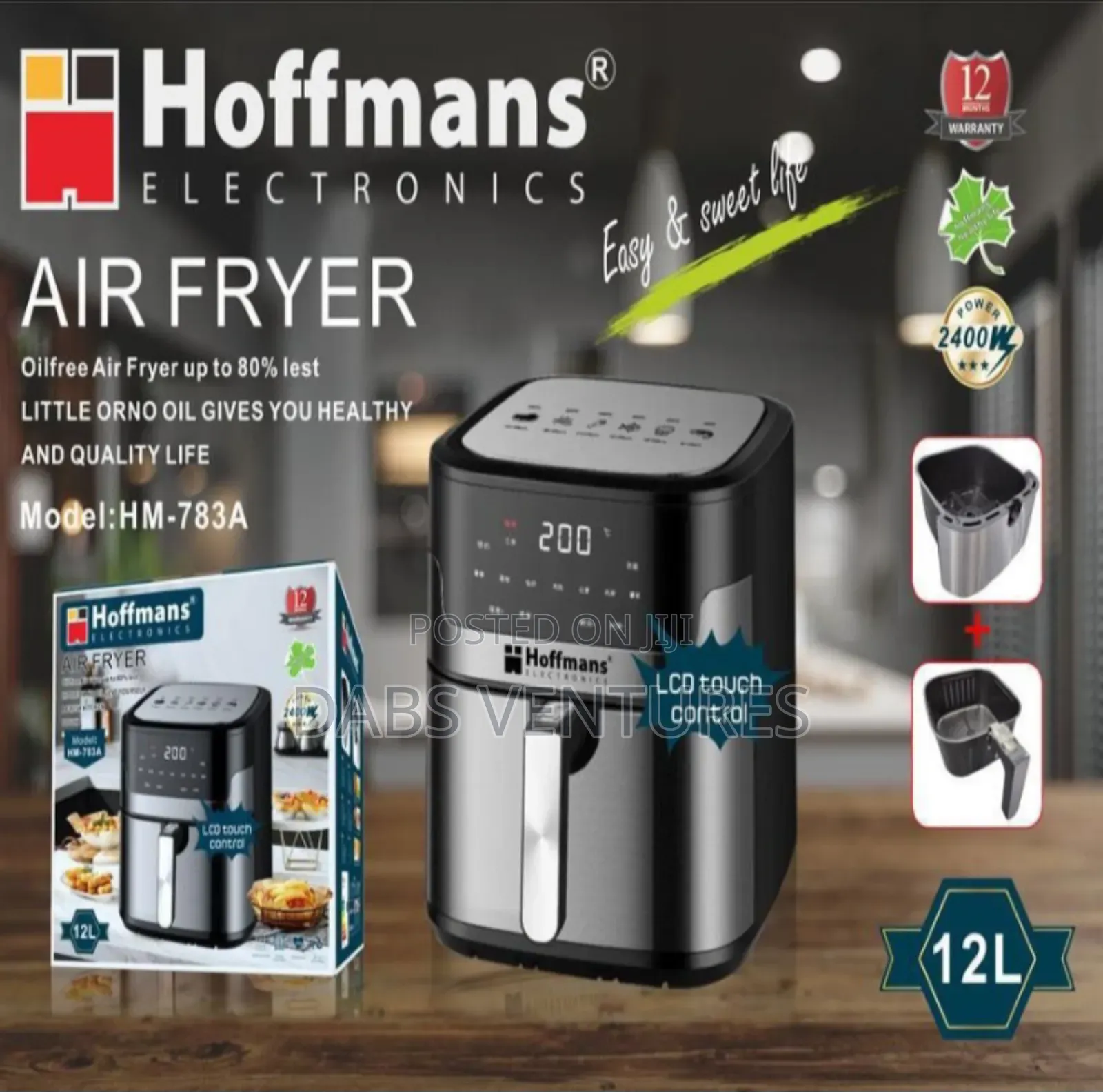 Hoffman 12 Litres Air Fryer With LCD Touch Control