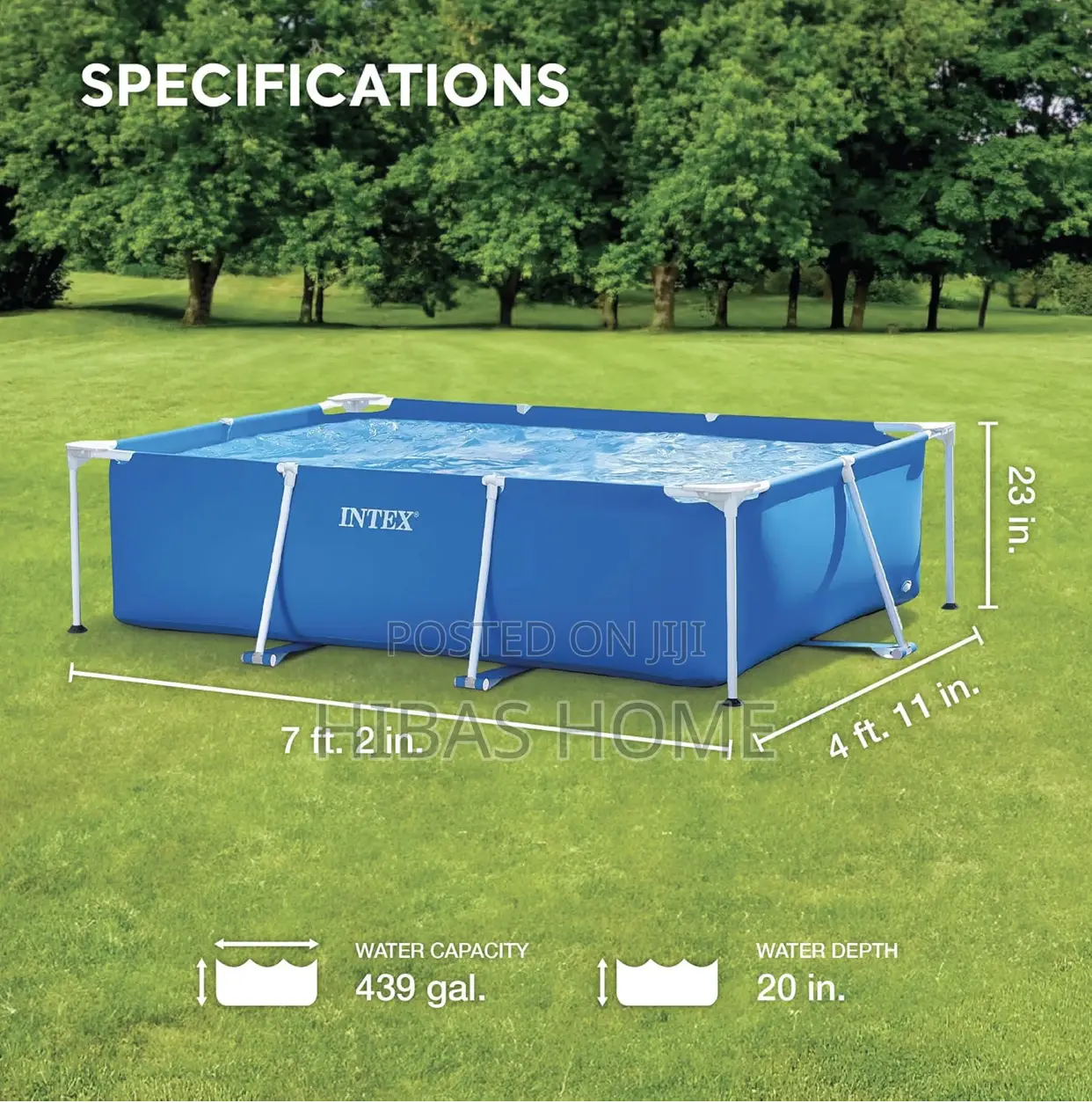 Intex Rectangular Swimming Pool 942ltrs (220x150x60cm)