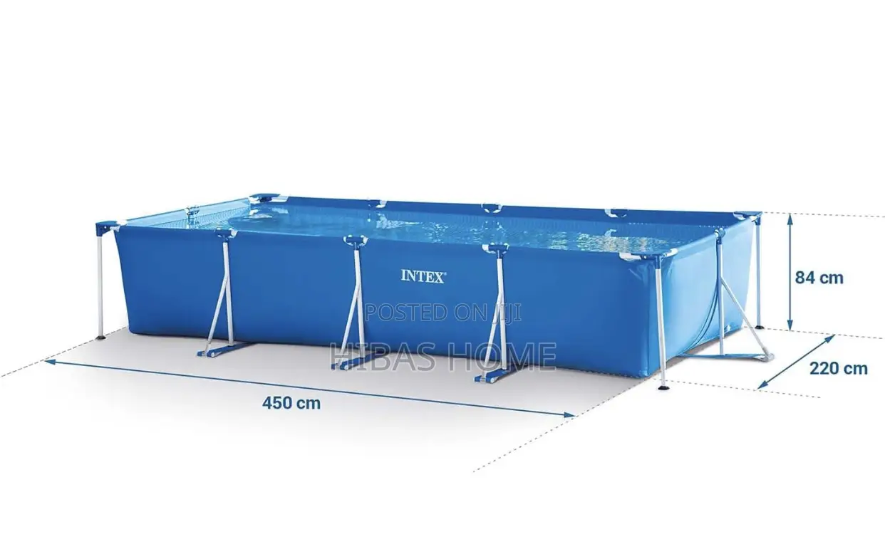 Intex Rectangular Family Size Swimming Pool 450x220 X84cm