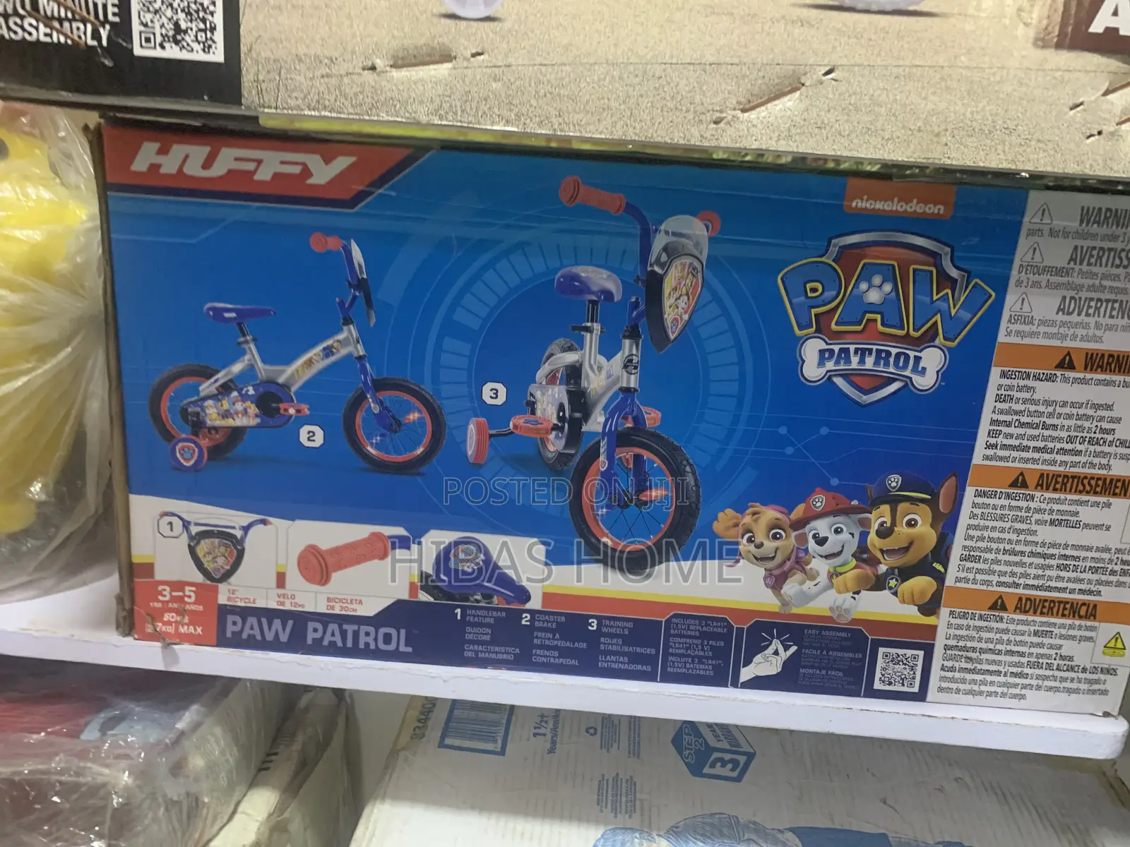 Huffy Paw Patrol 12” Bicycle For Kids Lights 3-5yrs