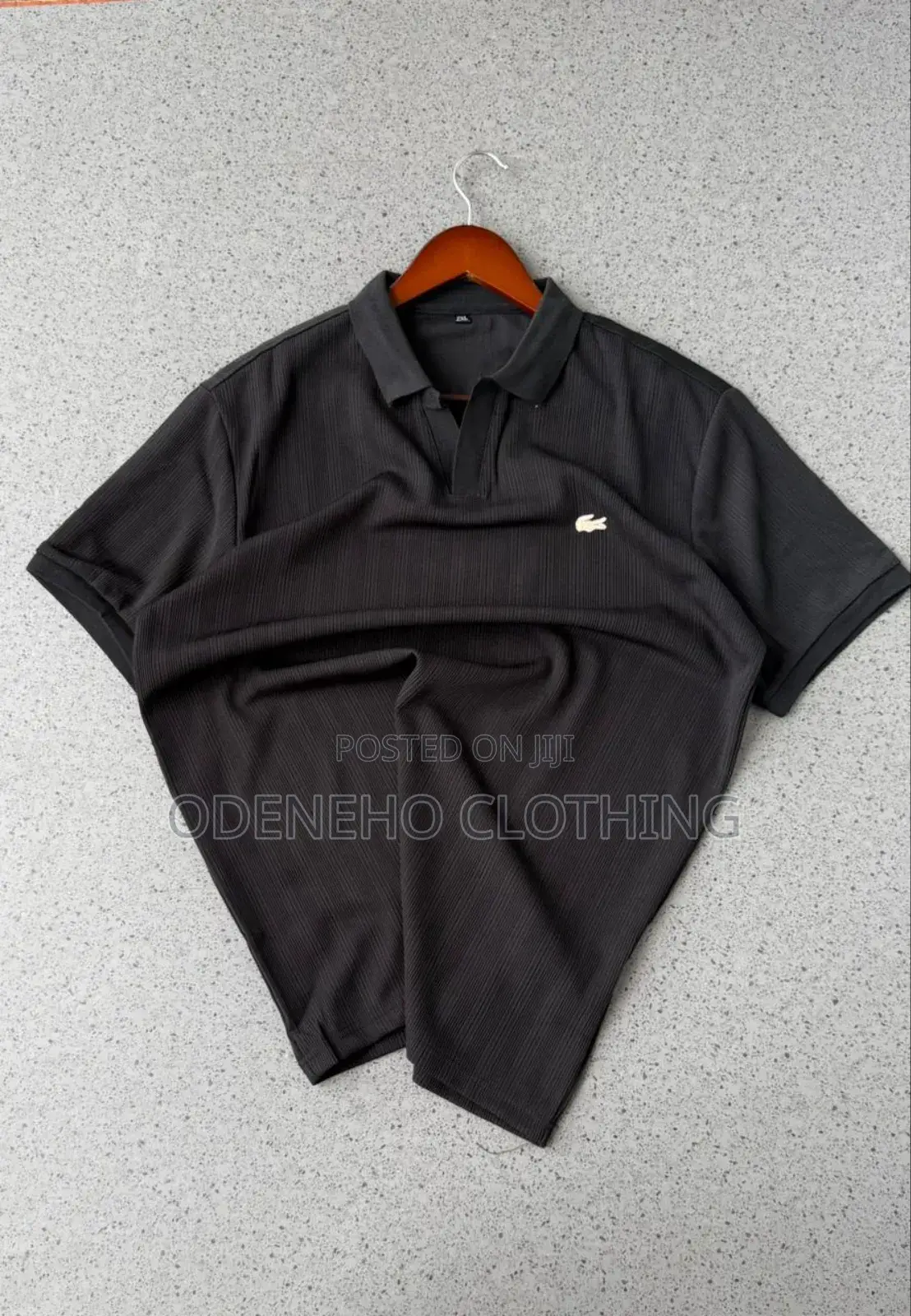 Plain Black Lacoste Club T Shirts