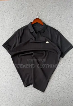 Plain Black Lacoste Club T Shirts
