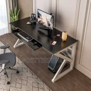 Gaming Studio Office Desk With Book and Keyboard Shelves