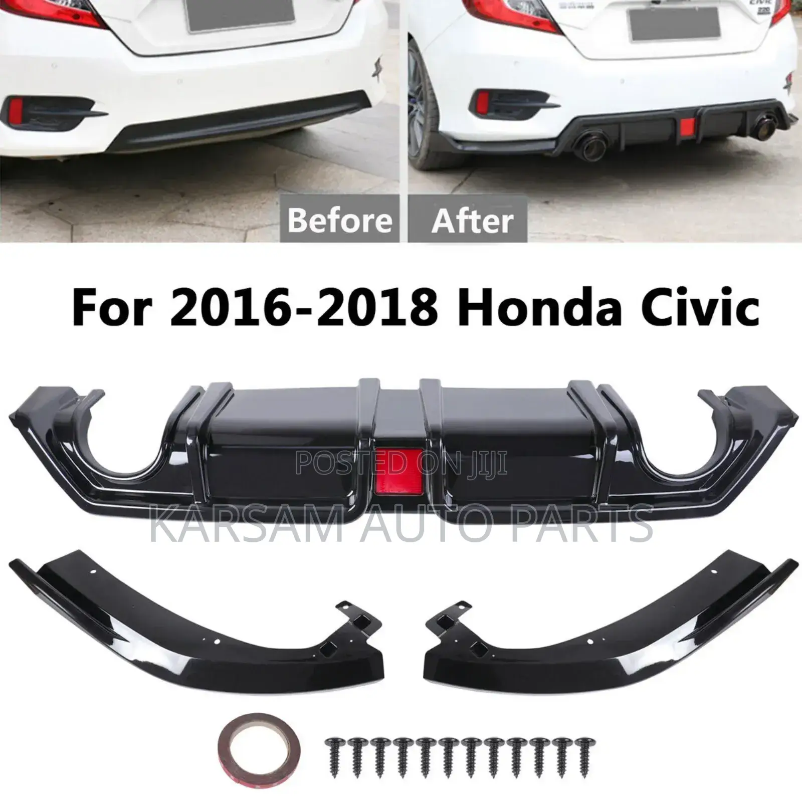 Honda Civic Diffuser 2016-2020 With Light in It and Back