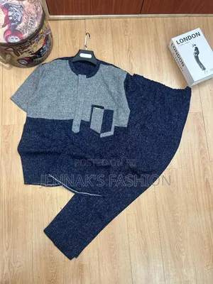 Navy Blue Grey Kaftan