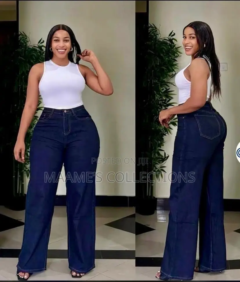 Women’S High Wasted Cargo Jeans.