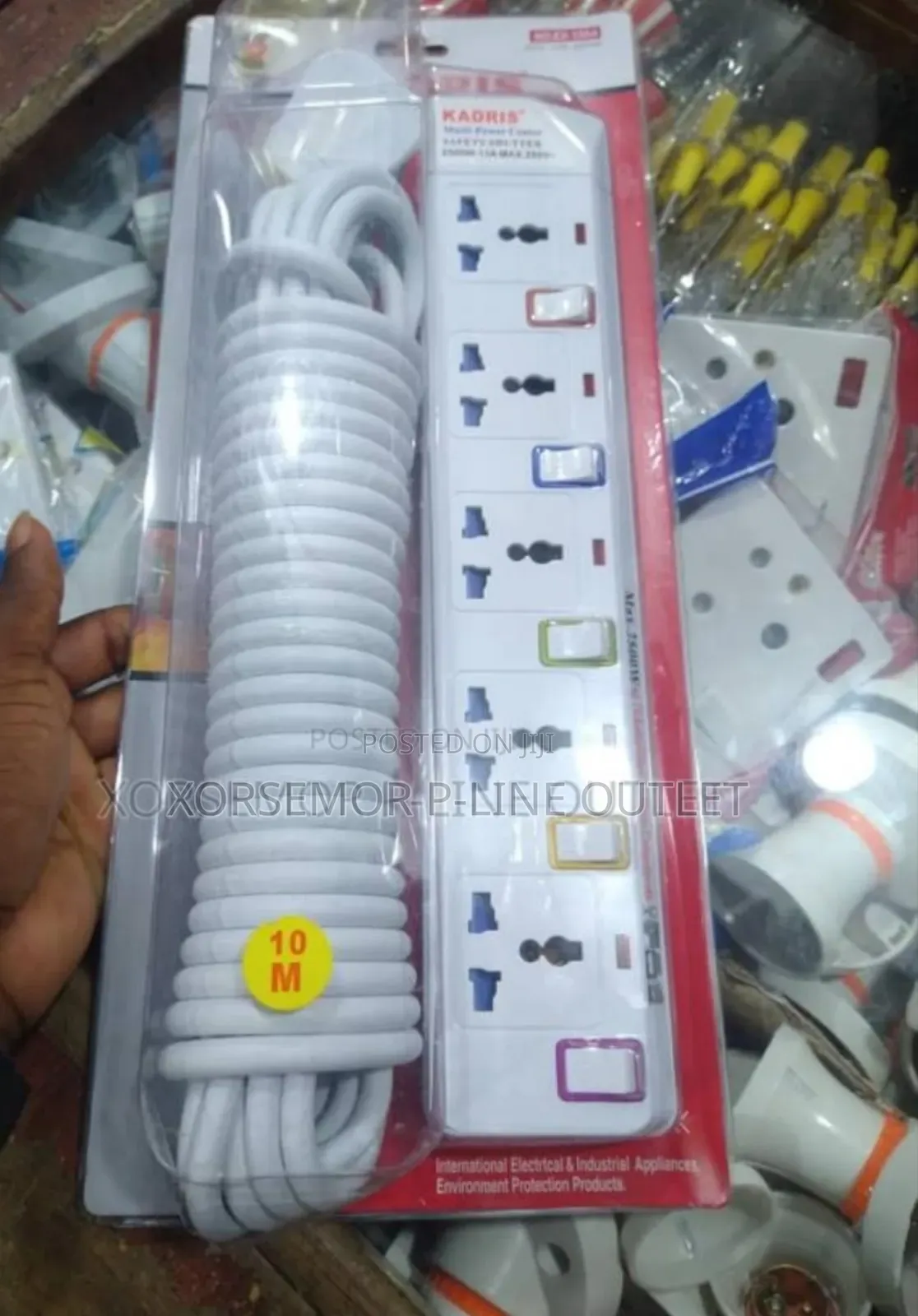 5 Switch Plugs 10m Cable Extension Cord