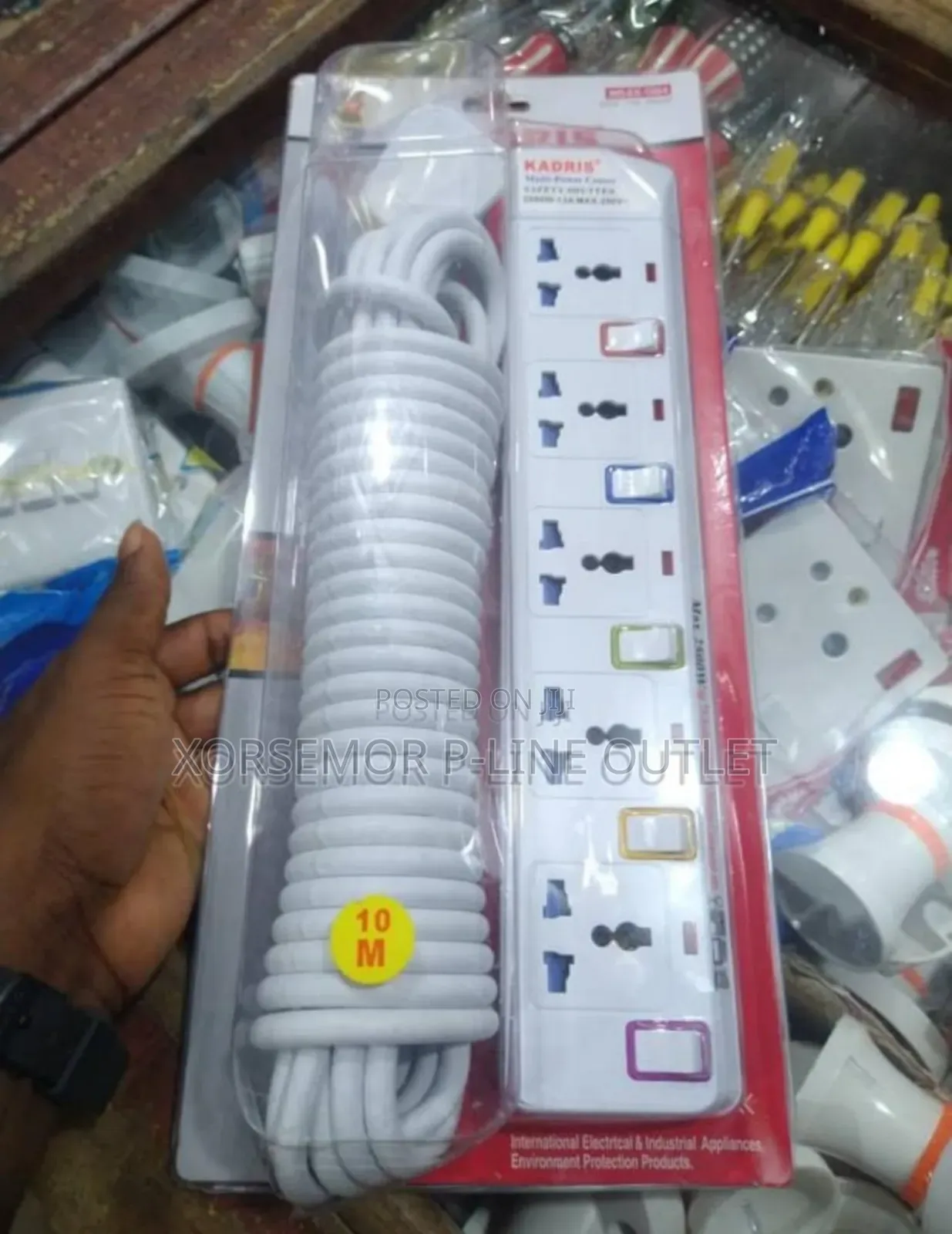 5 Switch Plugs 10m Cable Extension Cord