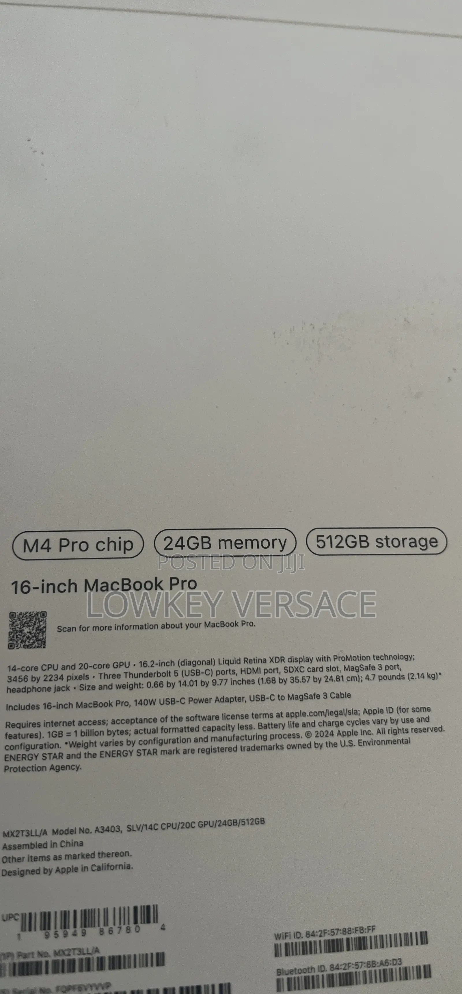 New Apple MacBook Pro 2024 M4 Max 16-Inch 24GB Apple M4 Pro SSD 512GB