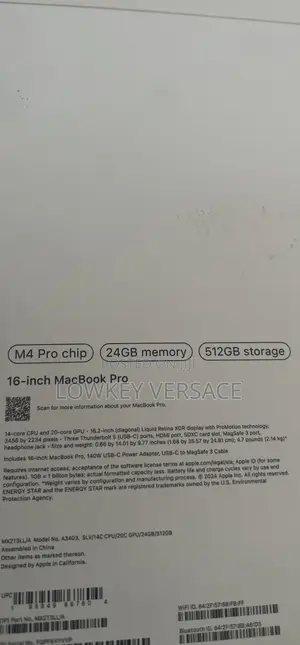 New Apple MacBook Pro 2024 M4 Max 16-Inch 24GB Apple M4 Pro SSD 512GB