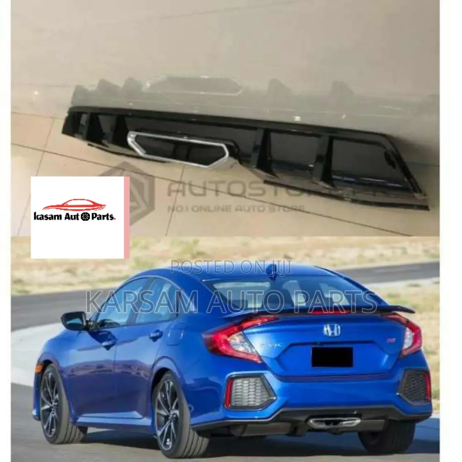 Honda Civic 16 Diffuser With Brake Light for Short Boot