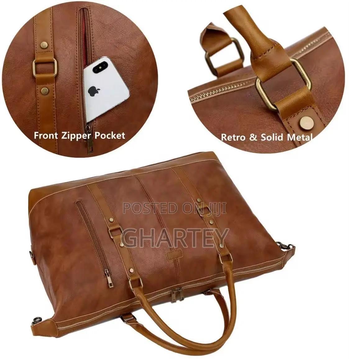 Quality Waterproof Leather Material Duffle Bag || Brown